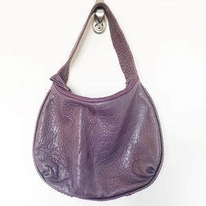 Tusk purple embossed leather hobo bag